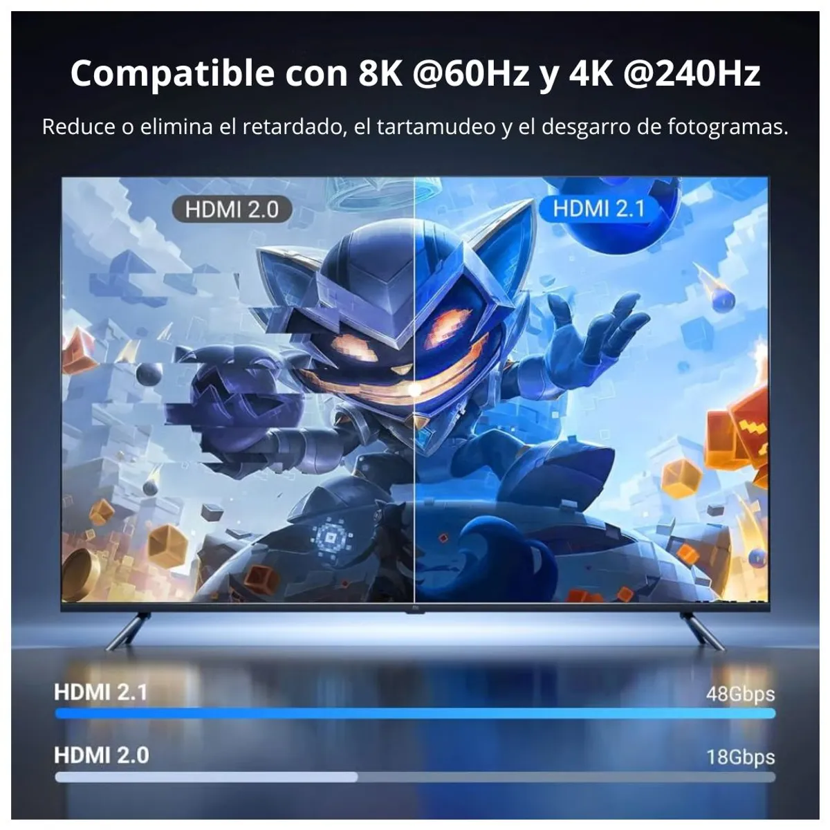 CABLE HDMI UGREEN HD140 5M 8K 60HZ 4K 120HZ HDMI 2.1 48GBPS PARA PS5 XBOX TV Y PROYECTOR - 3