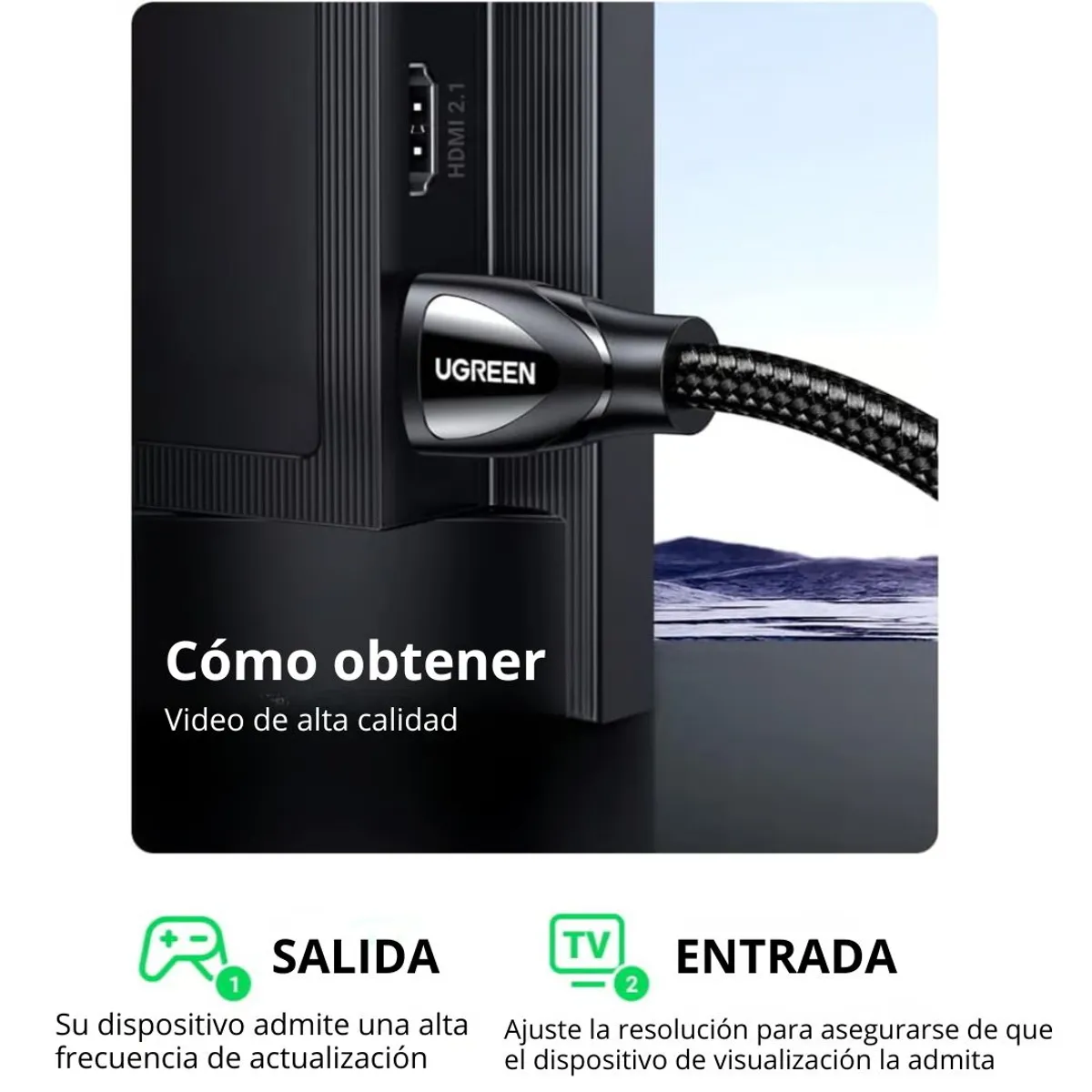 CABLE HDMI UGREEN HD140 5M 8K 60HZ 4K 120HZ HDMI 2.1 48GBPS PARA PS5 XBOX TV Y PROYECTOR - 5
