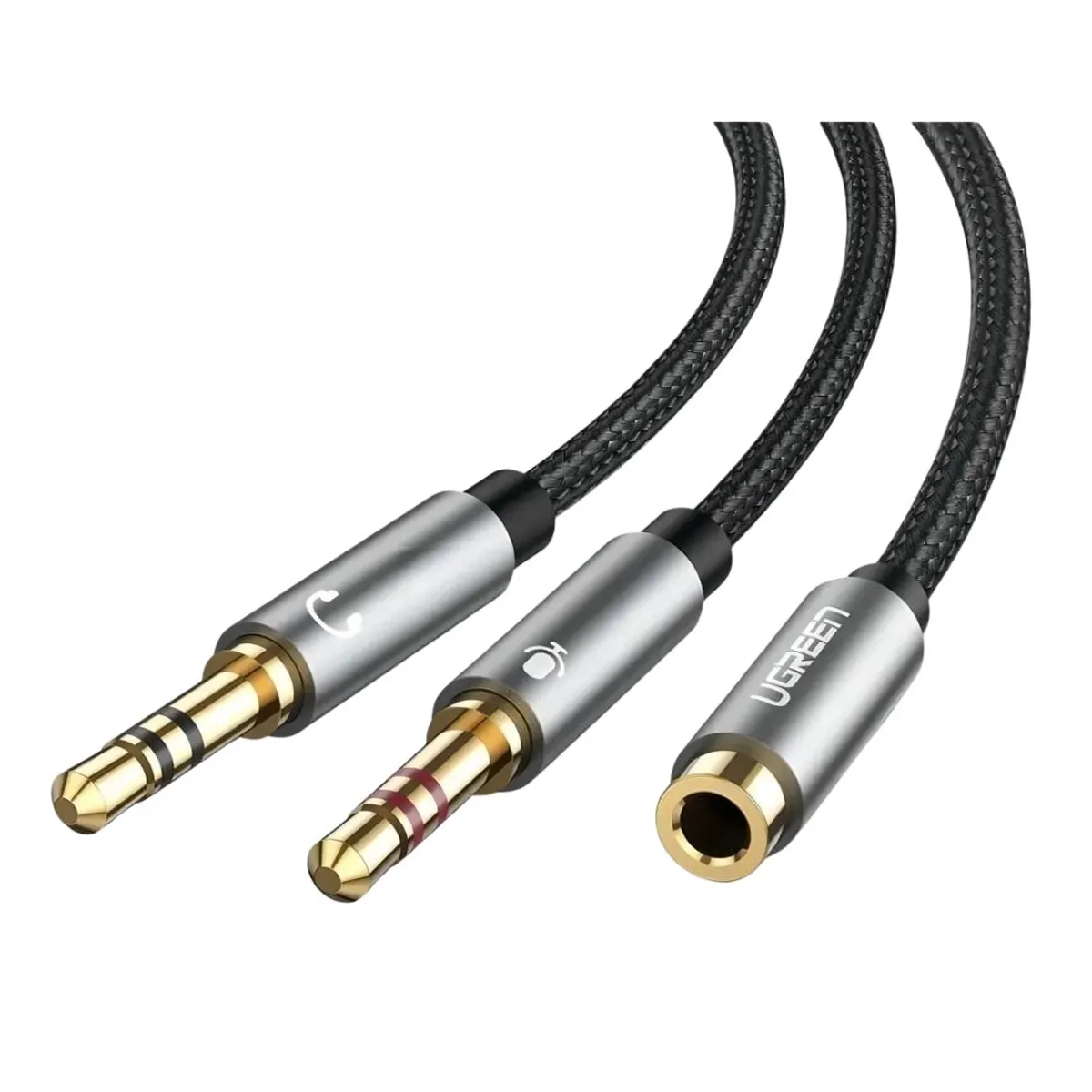 ADAPTADOR DE AUDIO UGREEN AV140 3.5 MM TRRS A DOBLE 3.5 MM TRS PARA AUDÍFONOS Y MICRÓFONO - 2