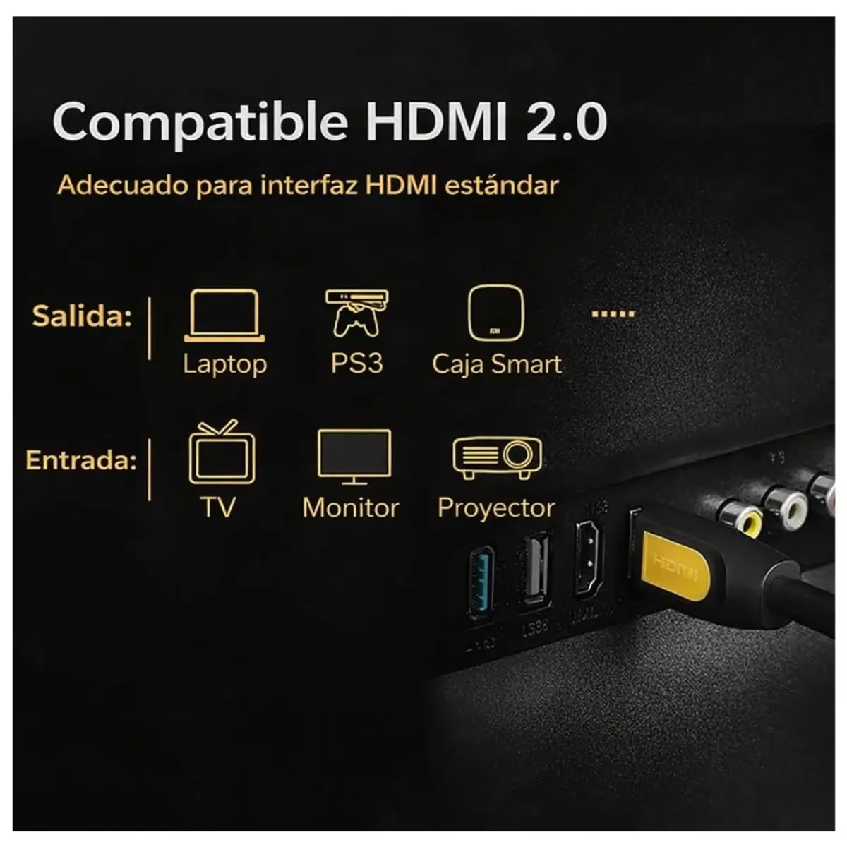 CABLE HDMI UGREEN HD101 2M 4K 60HZ HDMI 2.0 PARA PS5 XBOX TV LAPTOP MONITOR Y PROYECTOR - 2