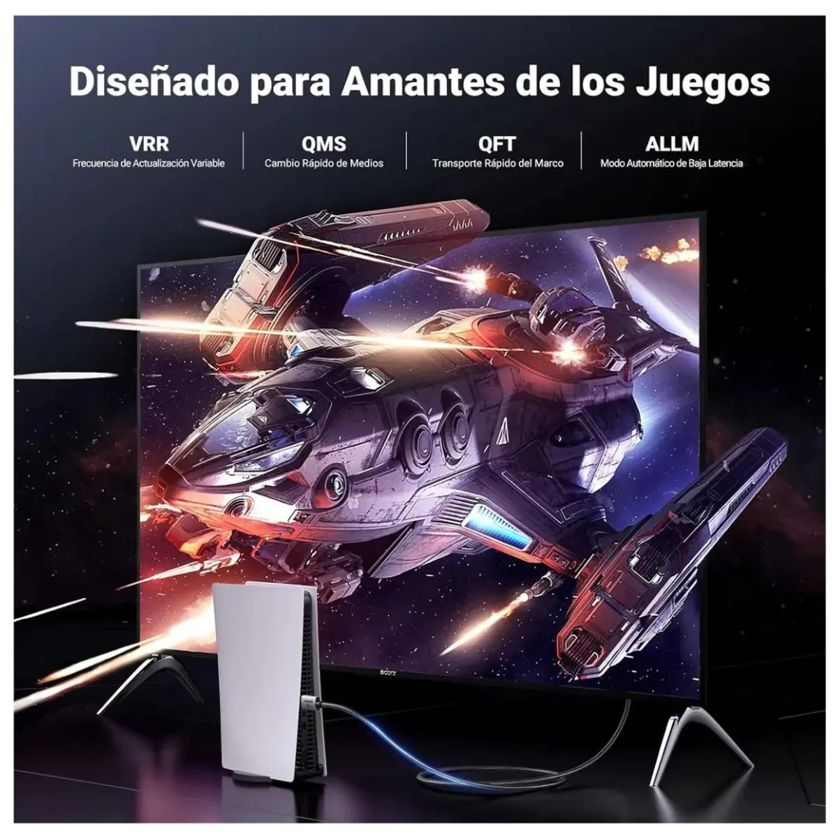 CABLE HDMI UGREEN HD101 10M 8K 60HZ 4K 120HZ HDMI 2.1 48GBPS PARA PS5 XBOX TV Y PROYECTOR - 7