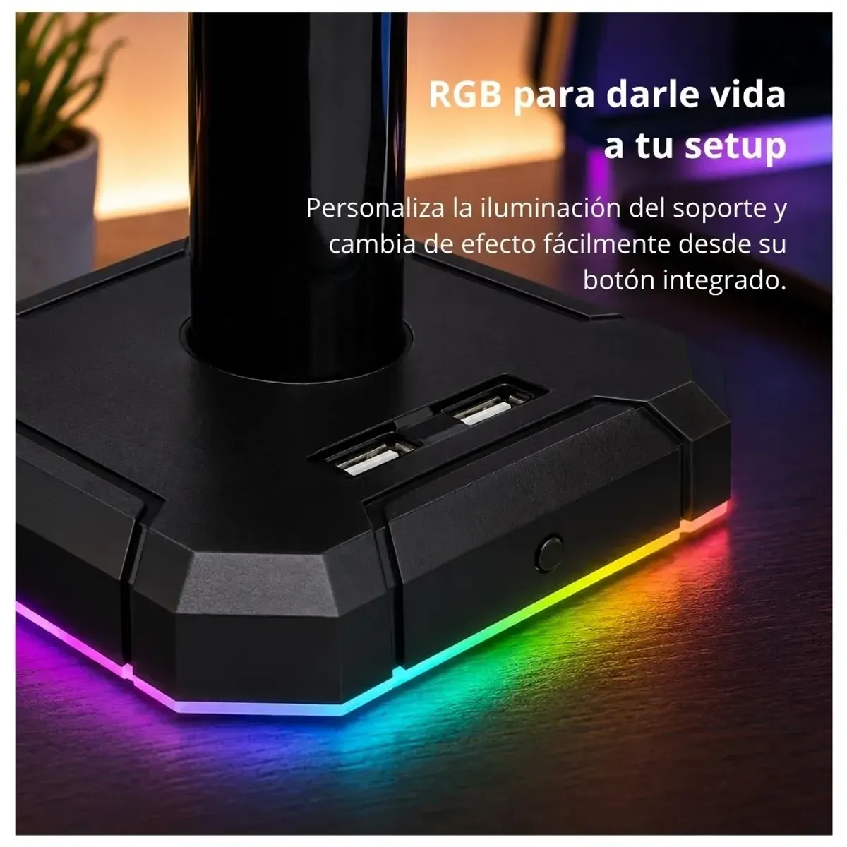 SOPORTE PARA AUDÍFONOS GAMER REDRAGON SCEPTER PRO RGB HUB USB 4 PUERTOS - 5