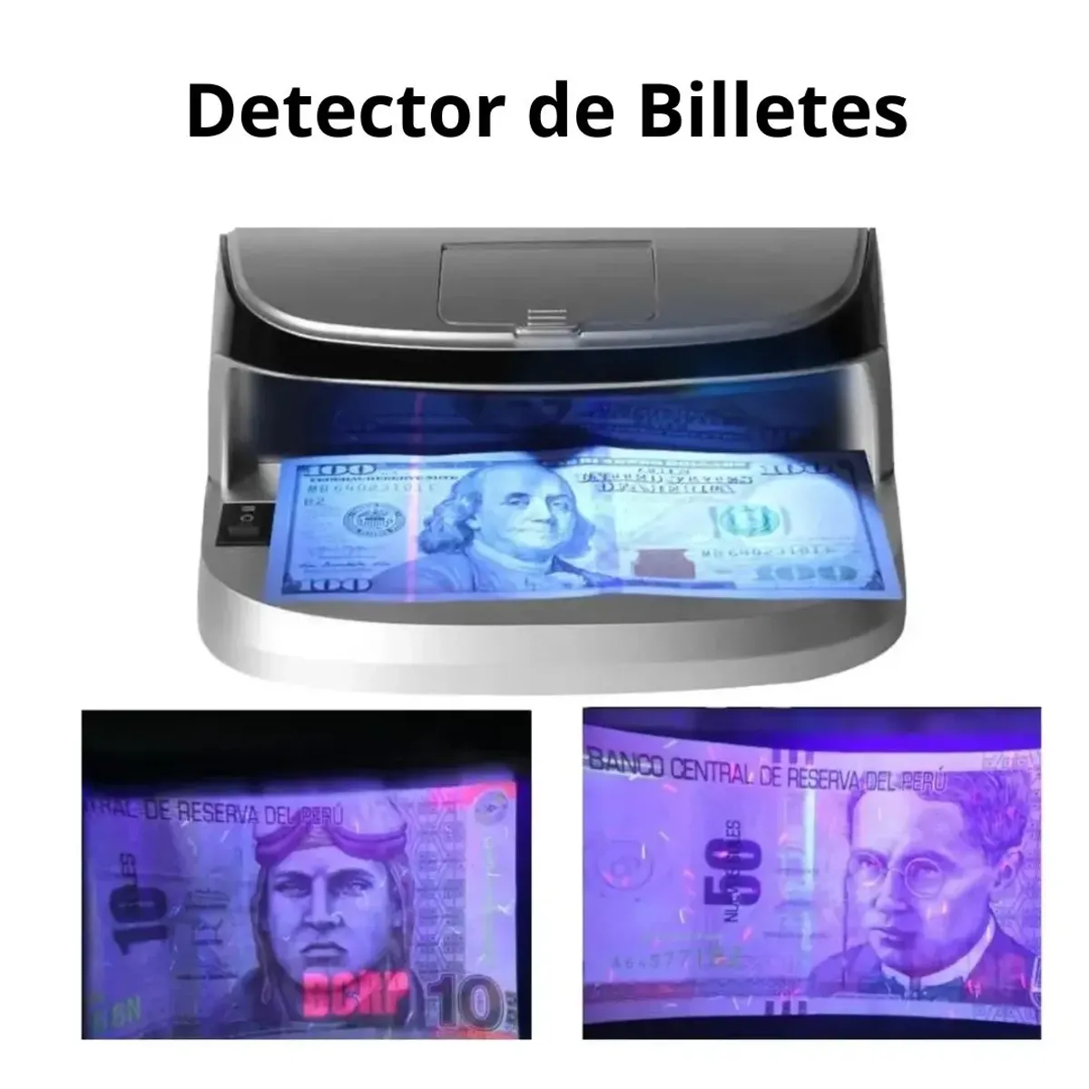 DETECTOR DE BILLETES FALSOS PORTÁTIL UV MAGNÉTICO CON LUPA Y MARCA DE AGUA - 3
