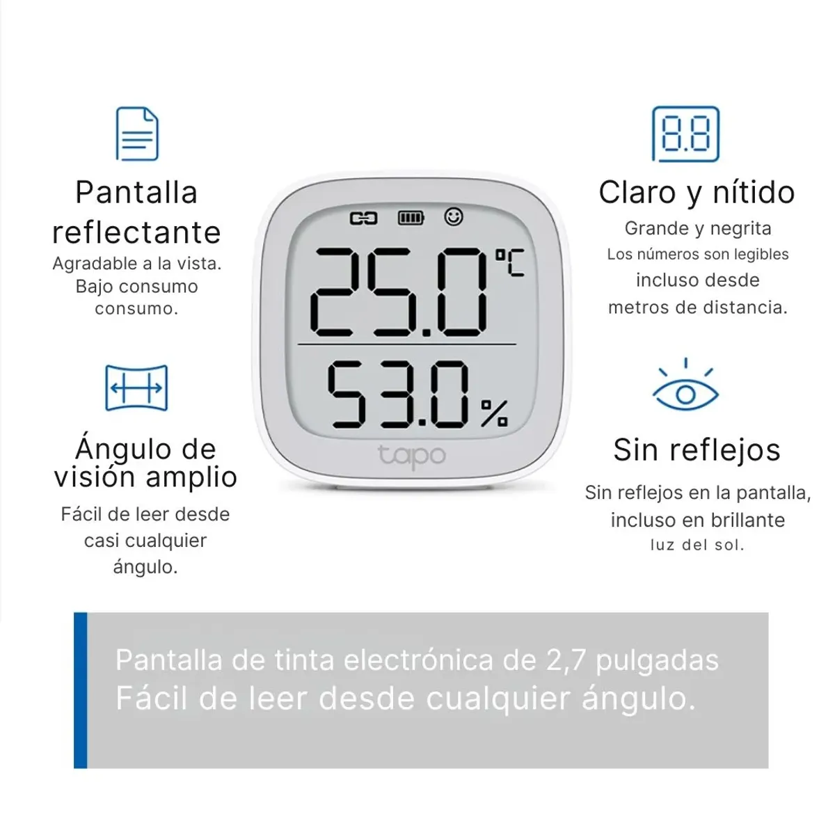 SENSOR INTELIGENTE TP-LINK TAPO T315 TEMPERATURA Y HUMEDAD CON PANTALLA E-INK - 2