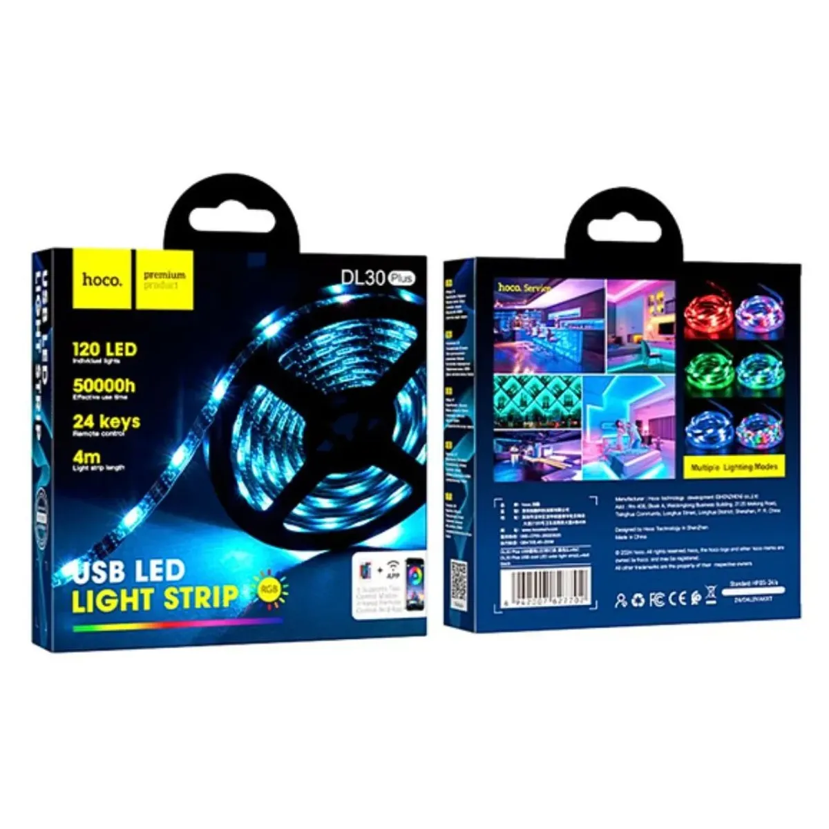 TIRA LED RGB HOCO DL30 PLUS 4M USB CON APP CONTROL REMOTO 120 LEDS PARA GAMING - 2