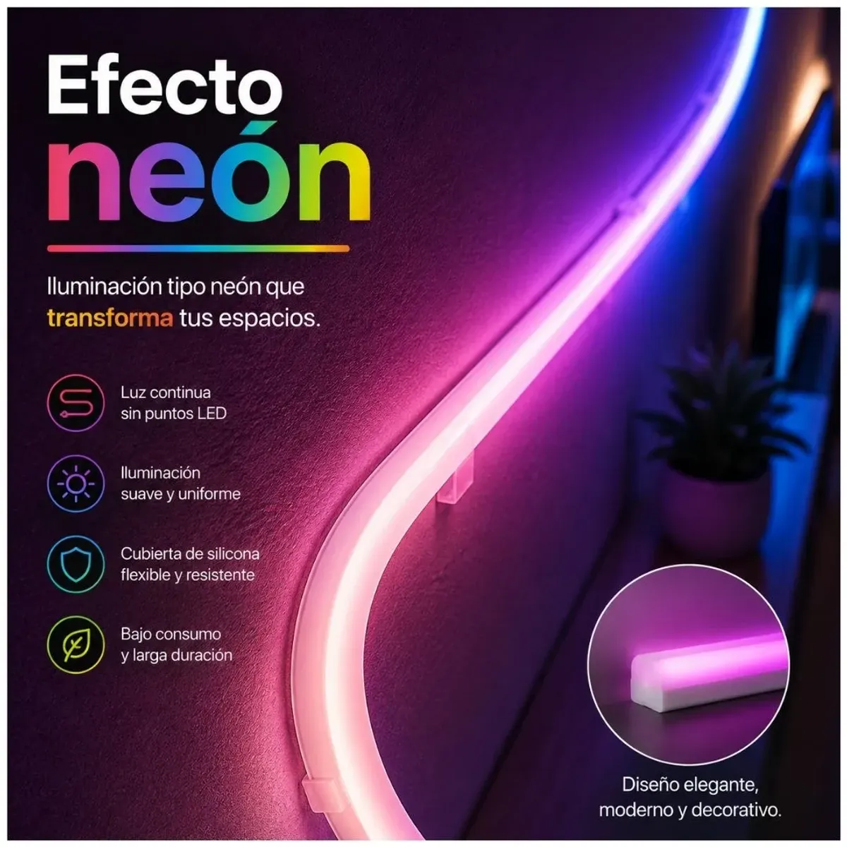 TIRA LED NEÓN RGBIC SEISA HCP069 5M BLUETOOTH APP MÚSICA 24V - 3