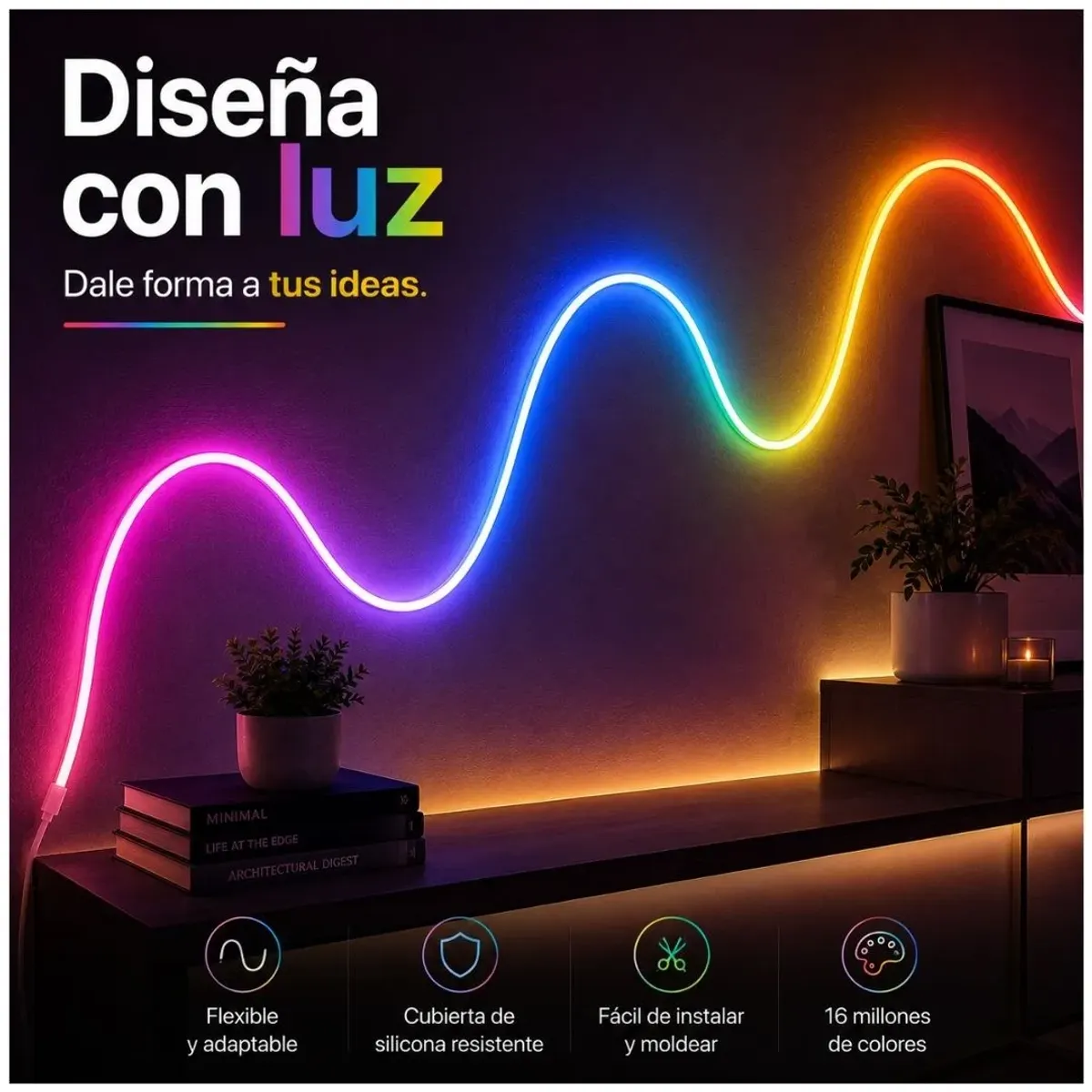 TIRA LED NEÓN RGBIC SEISA HCP069 5M BLUETOOTH APP MÚSICA 24V - 4
