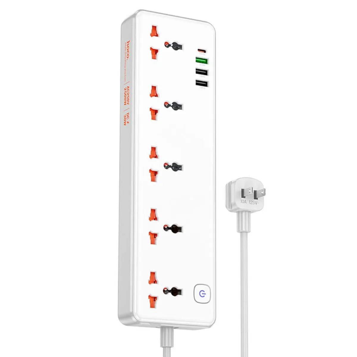 REGLETA ELÉCTRICA HOCO AC14 RICO CON 5 TOMAS 3 USB-A USB-C PD 30W QC 3.0 Y CABLE DE 1.5 M - 5