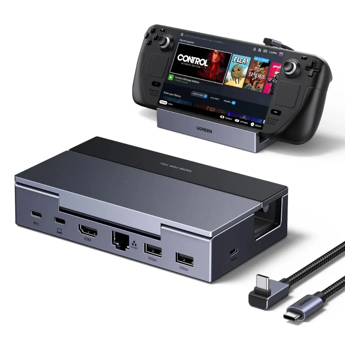 DOCK USB-C 6 EN 1 UGREEN PARA STEAM DECK ROG ALLY HDMI 4K 120HZ PD 100W ETHERNET GIGABIT - 1