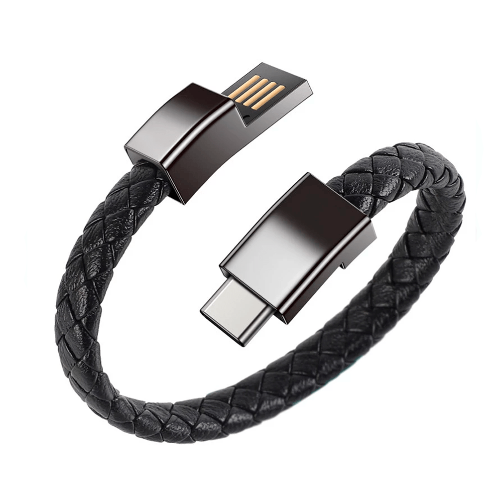 PULSERA CABLE CARGA Y DATOS USB A TIPO C CARGA RÁPIDA - NEGRO - 1