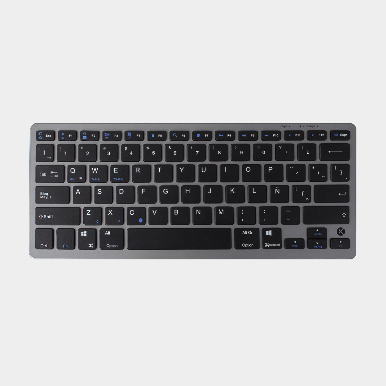 TECLADO Y MOUSE INALÁMBRICO BLUETOOTH RECARGABLE – NEGRO CON GRIS - 3