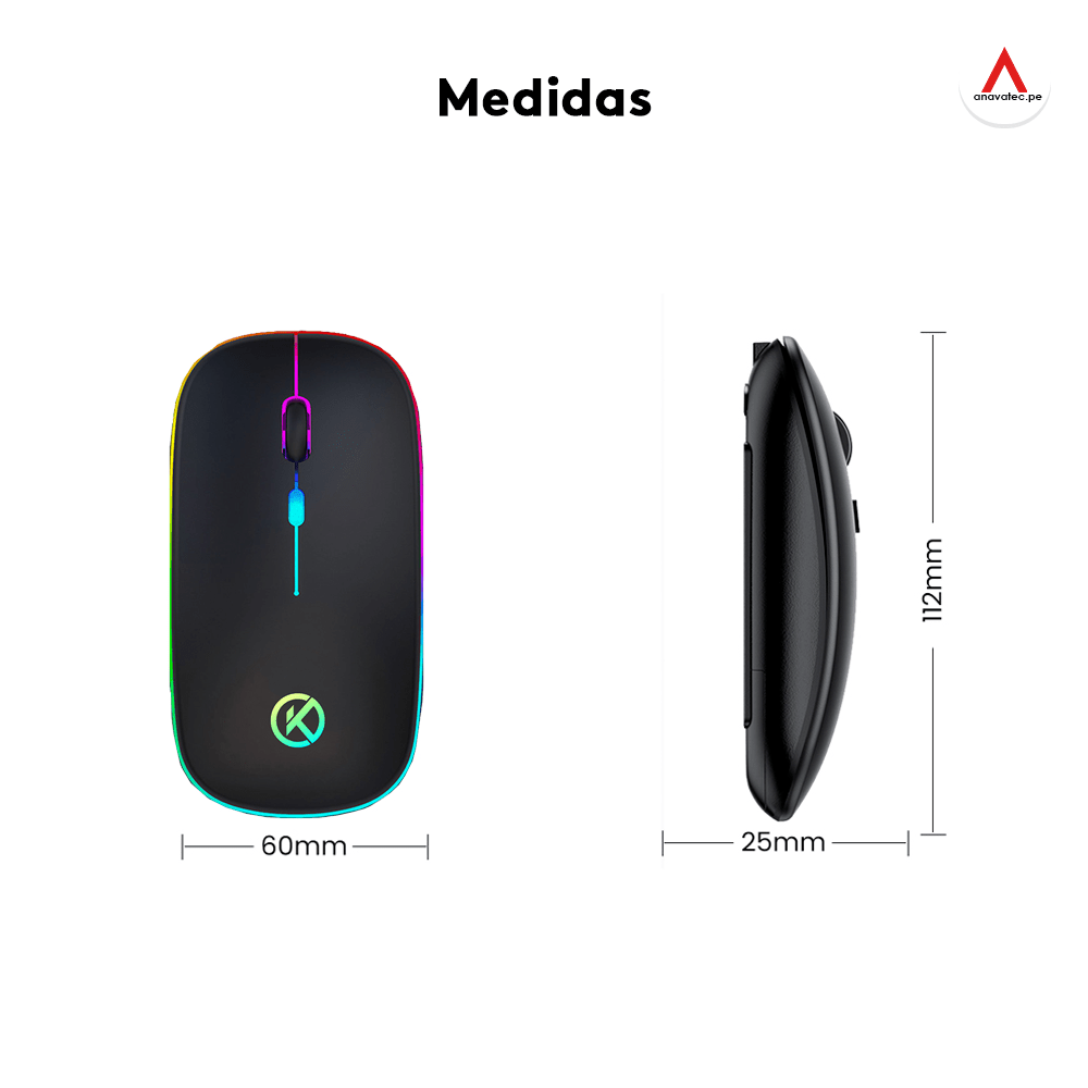 MOUSE RGB INALÁMBRICO RECARGABLE K301 - PLATA - 4