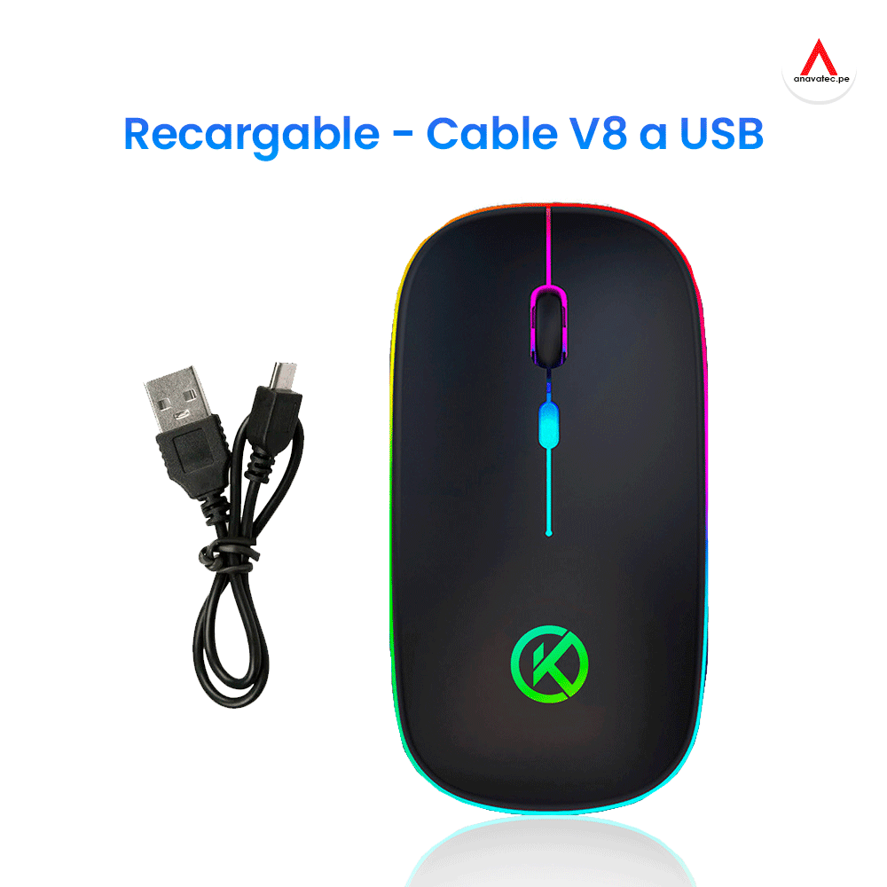 MOUSE RGB INALÁMBRICO RECARGABLE K301 - PLATA - 5