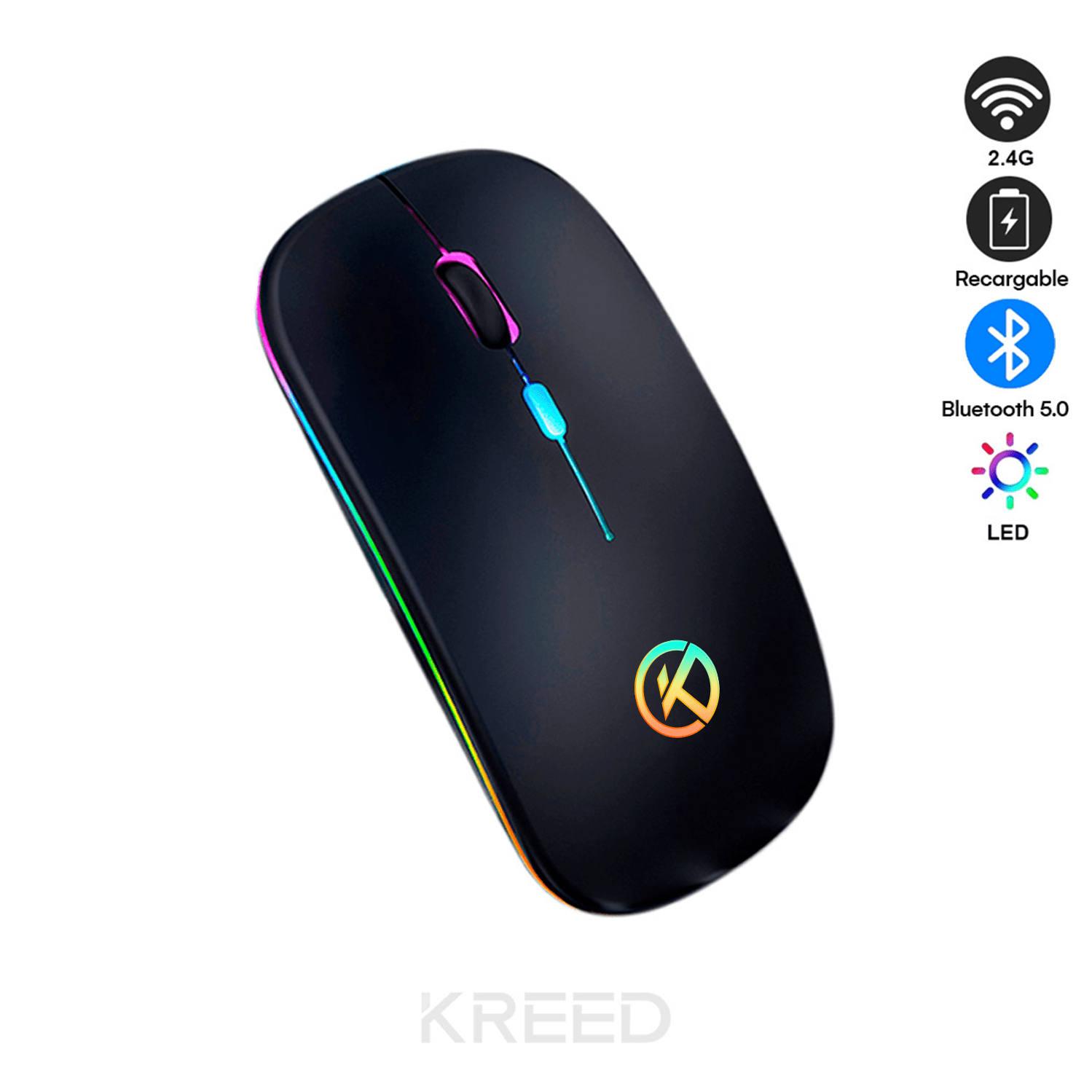 MOUSE RGB INALÁMBRICO RECARGABLE DUAL MODE K302 - NEGRO - 1