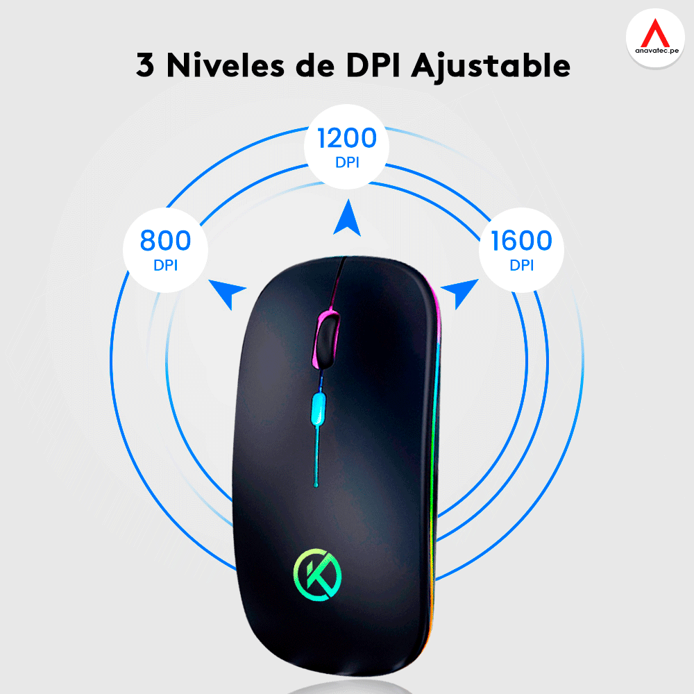 MOUSE RGB INALÁMBRICO RECARGABLE DUAL MODE K302 - PLATA - 4