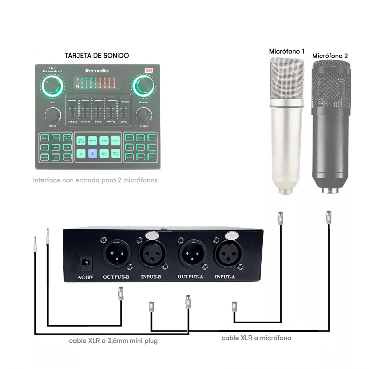 PHANTOM POWER 48V PARA 2 MICRÓFONOS CONDENSADORES DE ESTUDIO - 4