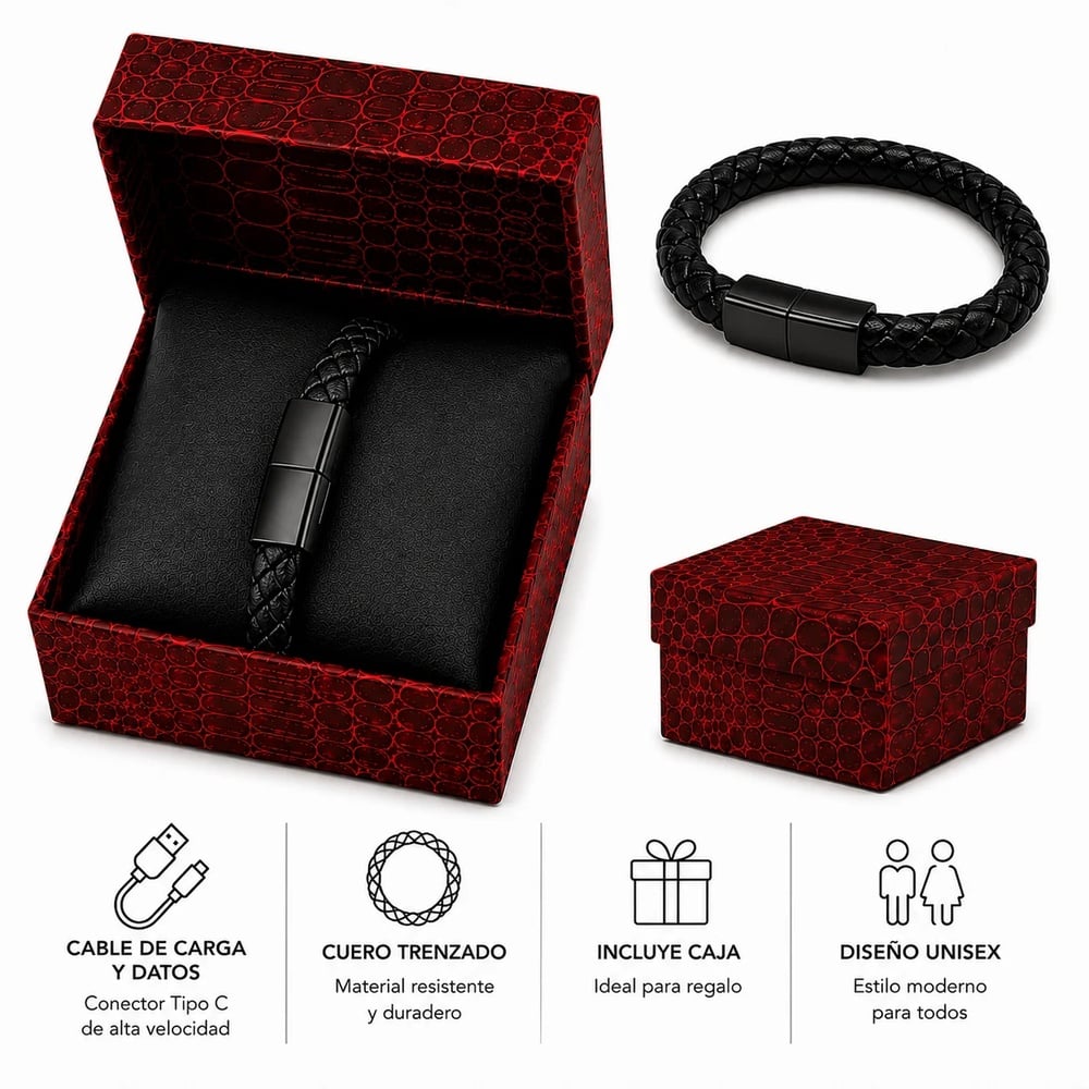 PULSERA CABLE USB CARGA RÁPIDA Y DATOS LIGHTNING - NEGRO - 2