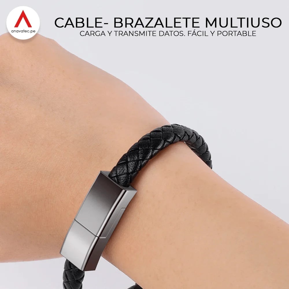 PULSERA CABLE USB CARGA RÁPIDA Y DATOS LIGHTNING - NEGRO - 3
