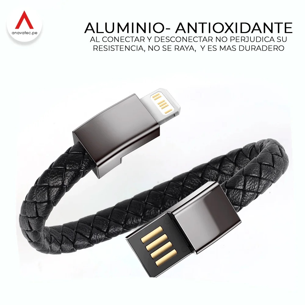 PULSERA CABLE USB CARGA RÁPIDA Y DATOS LIGHTNING - NEGRO - 4