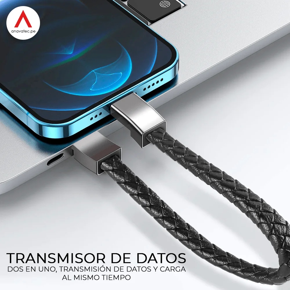 PULSERA CABLE USB CARGA RÁPIDA Y DATOS LIGHTNING - NEGRO - 5