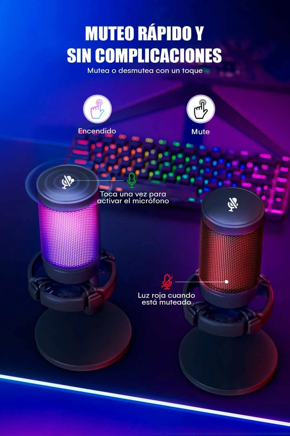 MICRÓFONO DE GAMER SOFT RGB AURORACAST CON BRAZO Y ACCESORIOS - 5
