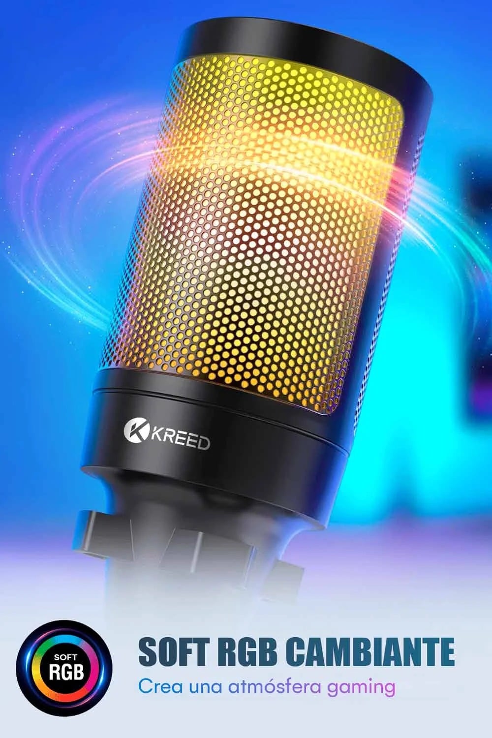 MICRÓFONO DE GAMER SOFT RGB AURORACAST CON BRAZO Y ACCESORIOS - 7