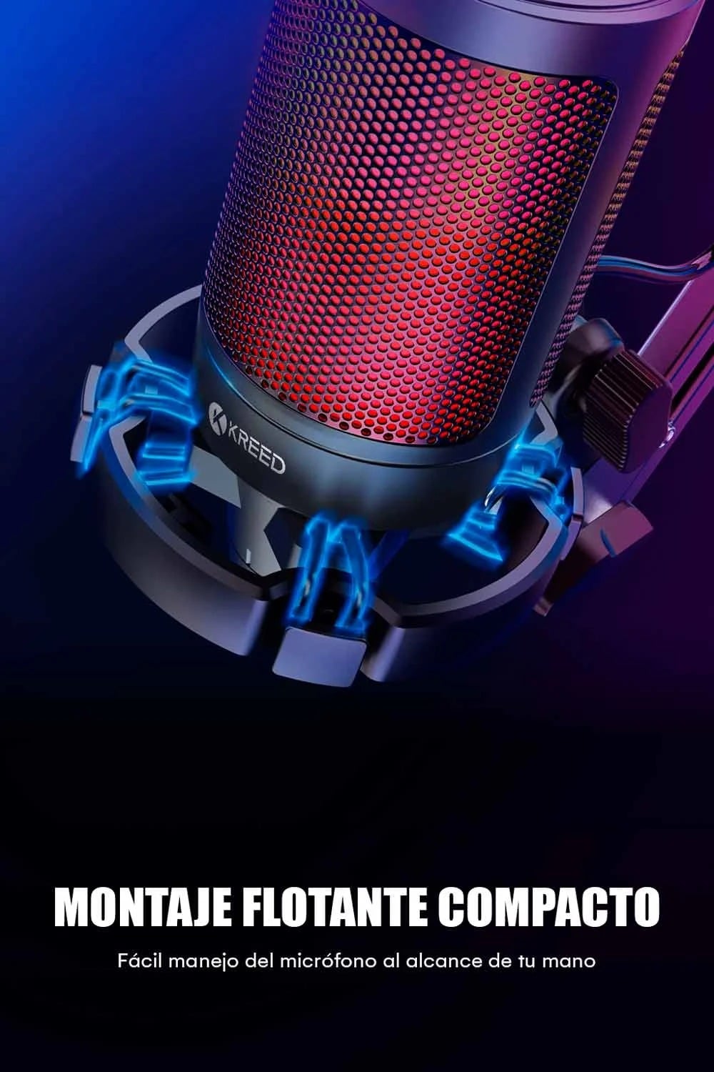 MICRÓFONO DE GAMER SOFT RGB AURORACAST CON BRAZO Y ACCESORIOS - 9