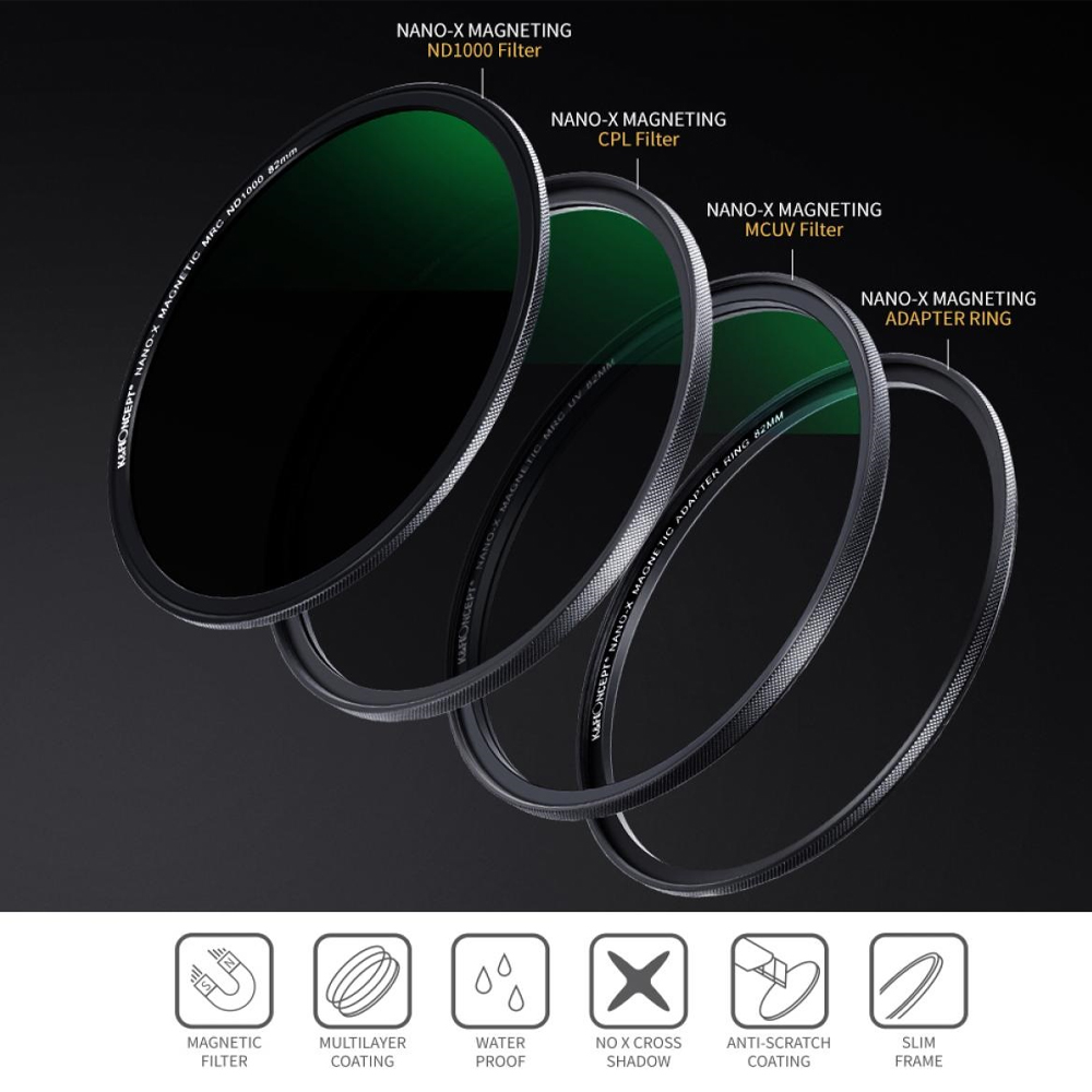 KITS DE FILTROS KYF CONCEPT 82MM 3 EN 1 MAGNETICO UV + CPL + ND1000 - 5