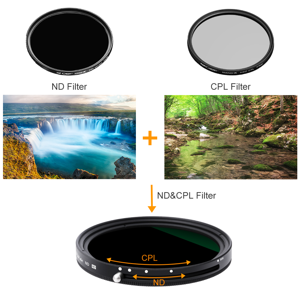 FILTRO KYF CONCEPT 67MM 2 EN 1 - NANO X CPL+ND VARIABLE FADER ND2-32 - 2