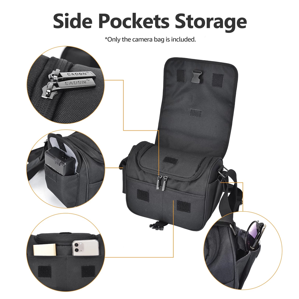 BOLSO NEGRO PARA CÁMARA FOTOGRAFÍCA CADEN D27 – IMPERMEABLE - 6