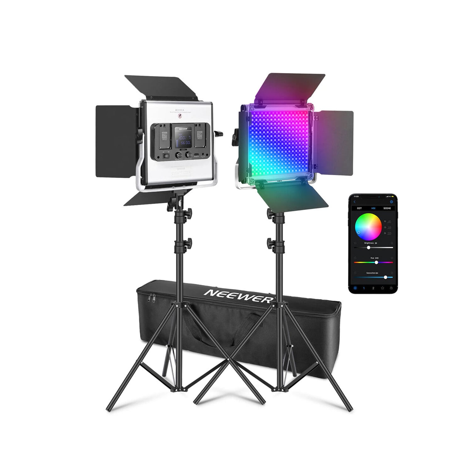 KIT DE 2 LUCES NEEWER LED RGB 660 PRO II - 1