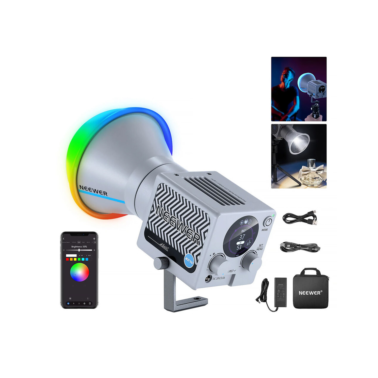 LUZ LED PORTÁTIL NEEWER DE 60W RGB - HS60C - 1