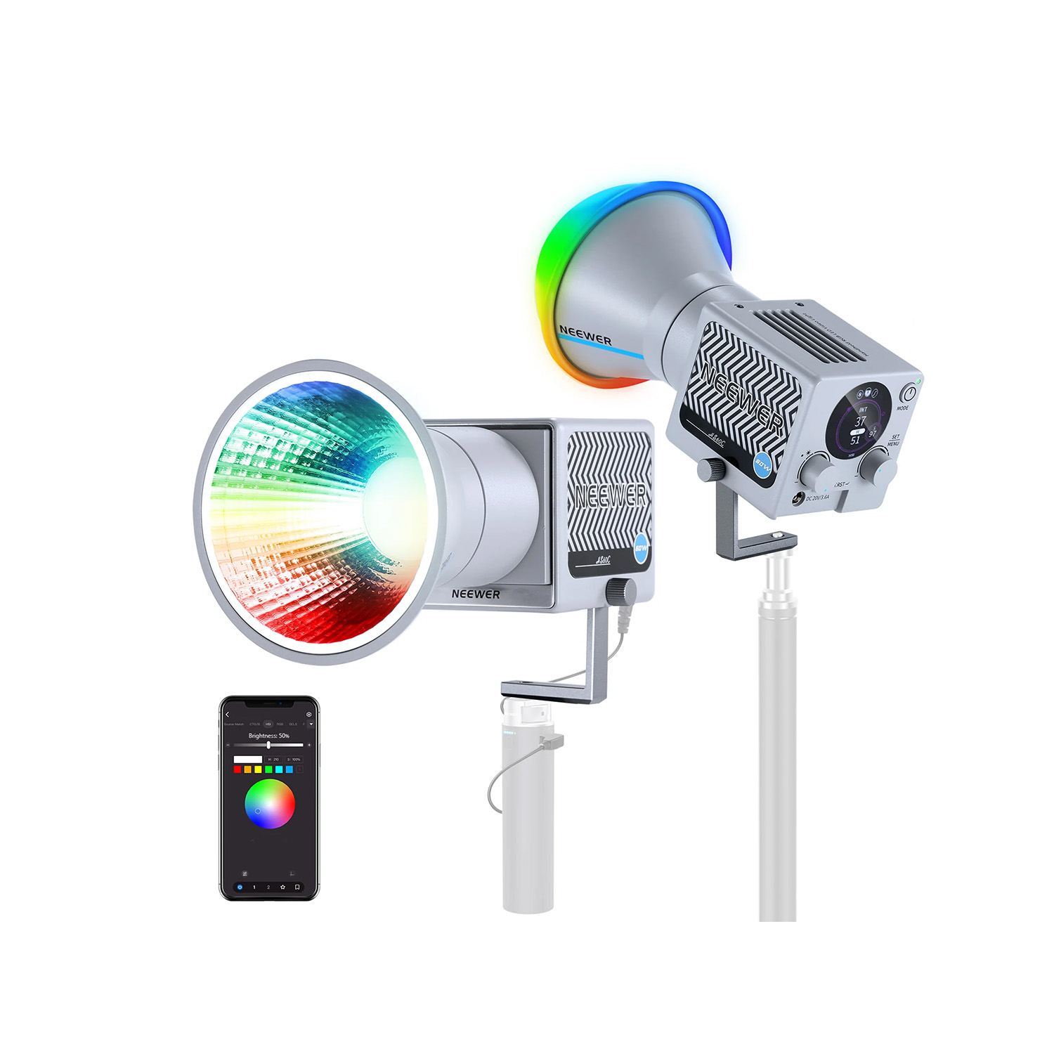 LUZ LED PORTÁTIL NEEWER DE 60W RGB - HS60C - 3