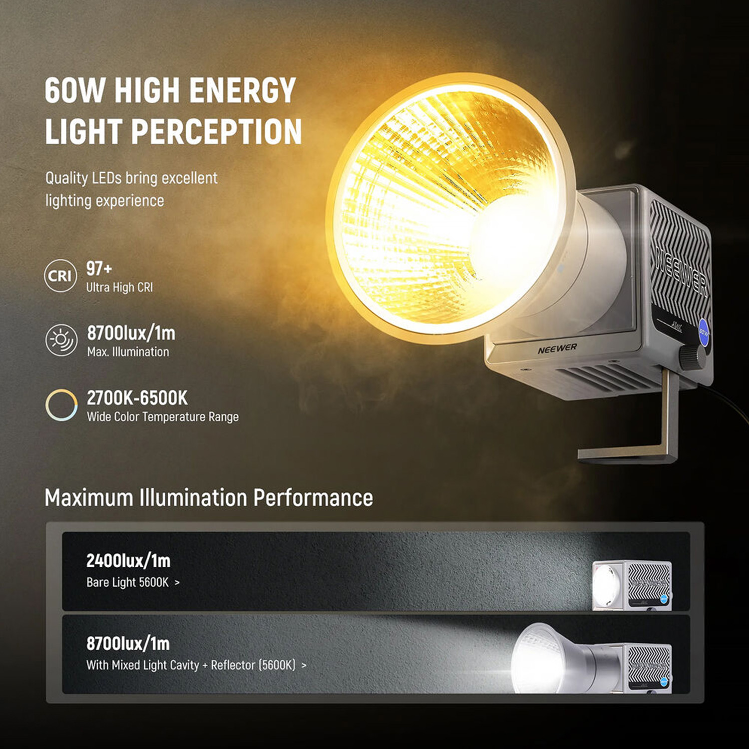 LUZ LED PORTÁTIL NEEWER DE 60W RGB - HS60C - 5