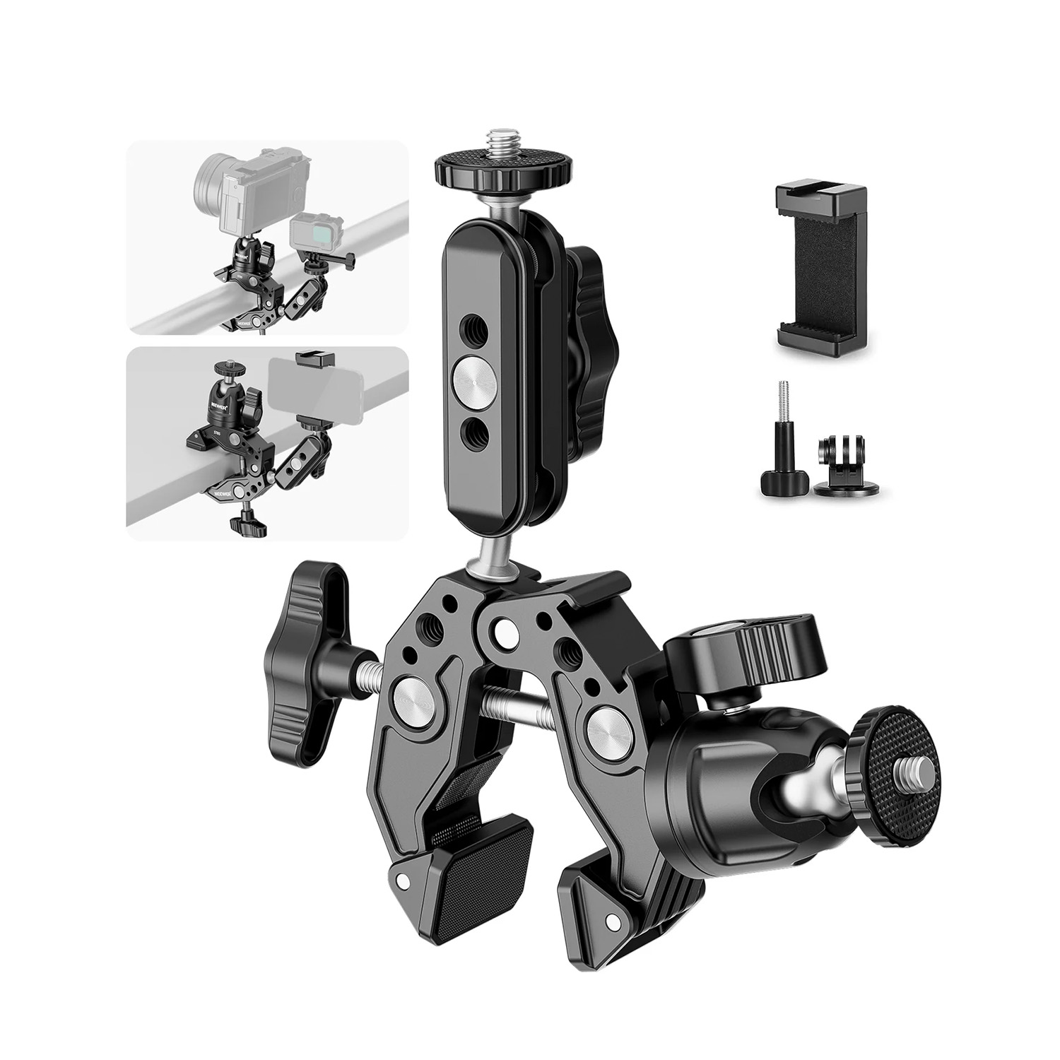 SÚPER CLAMP NEEWER CON BRAZO MÁGICO DE RÓTULA DOBLE - ST85 - 2