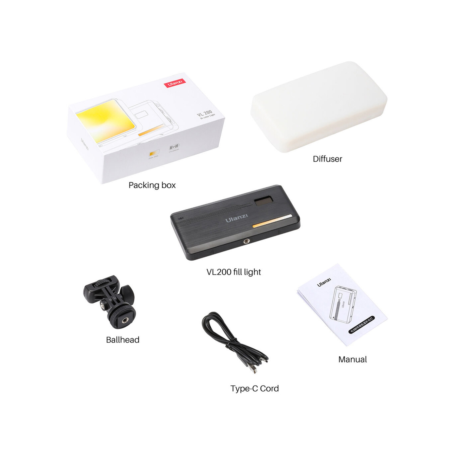 LUZ LED ULANZI VL200 BICOLOR PORTÁTIL NEGRO - 6