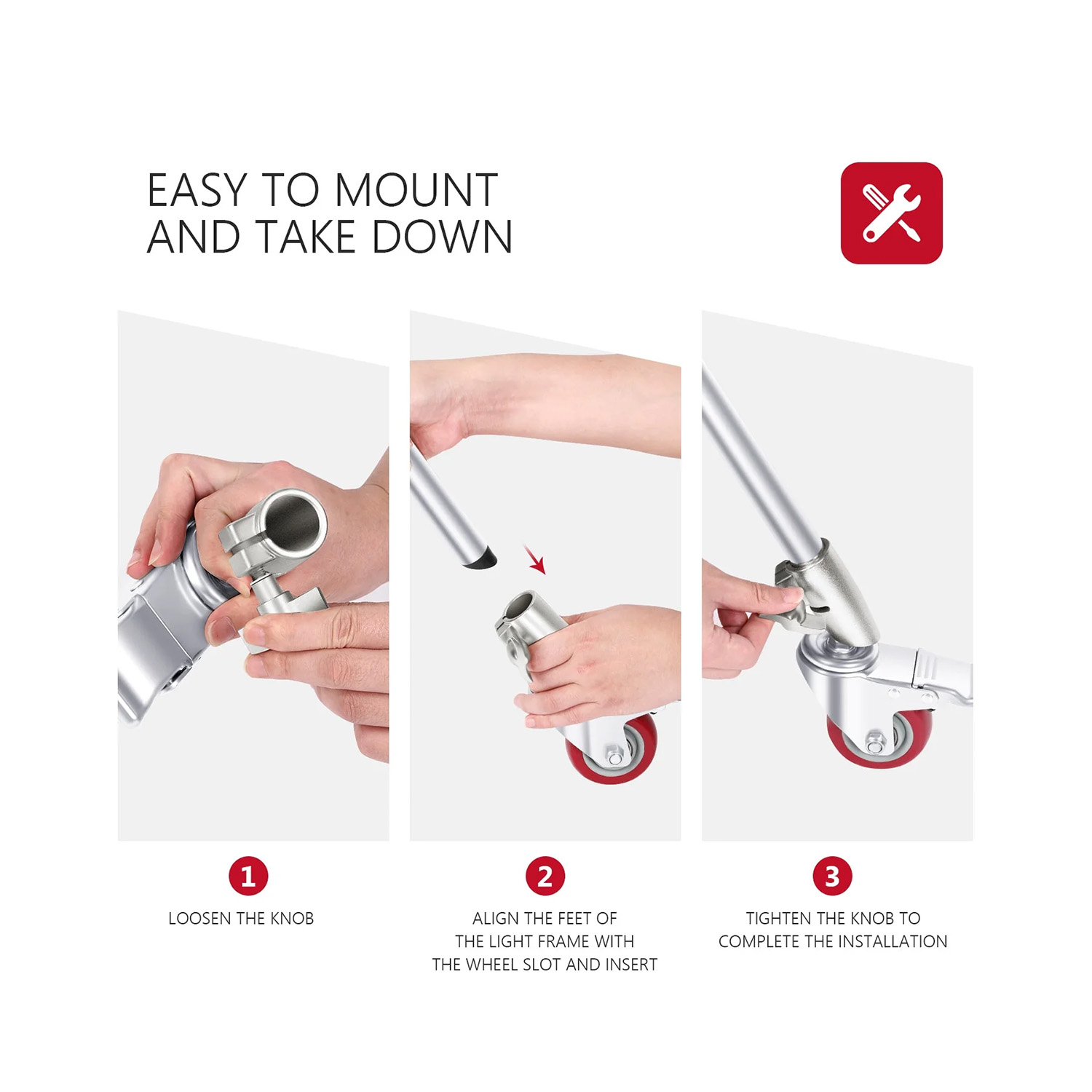 PACK DE 3 RUEDAS NEEWER PARA C-STAND - 6