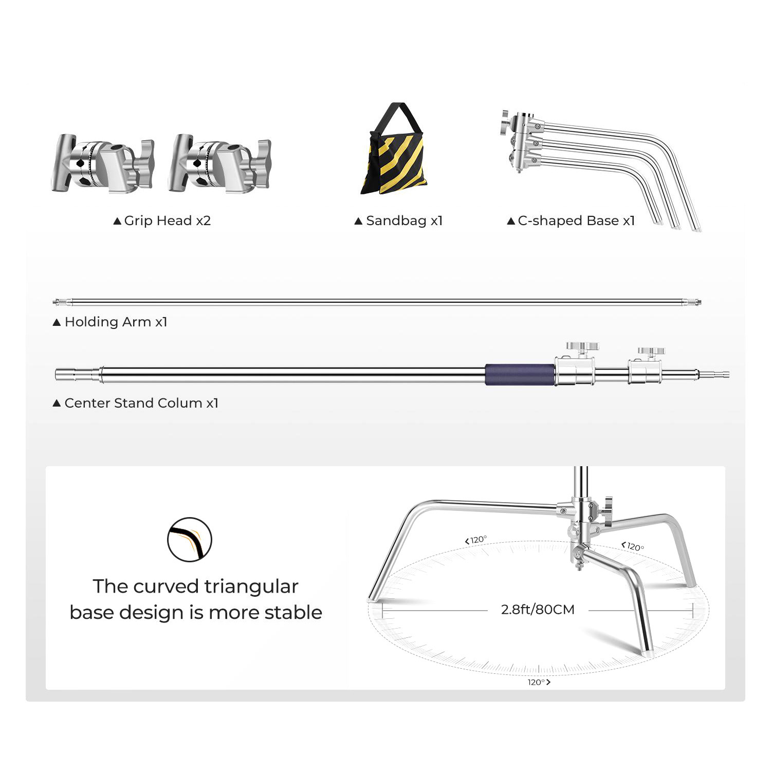 PARANTE C-STAND CON BRAZO BOOM + BOLSAS DE ARENA - KYF CONCEPT - 4