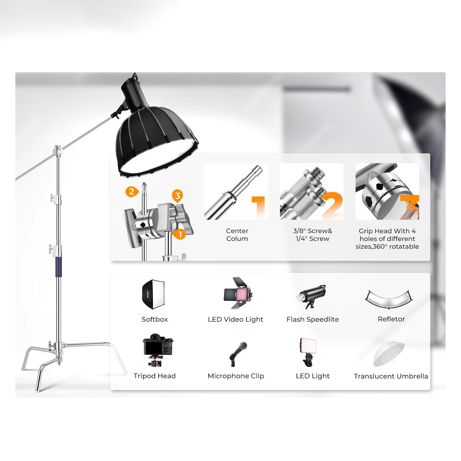 PARANTE C-STAND CON BRAZO BOOM + BOLSAS DE ARENA - KYF CONCEPT - 5