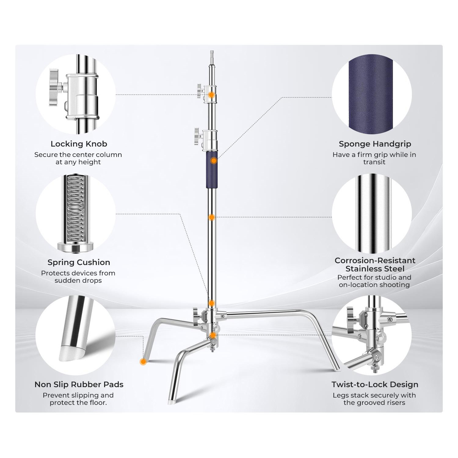 PARANTE C-STAND CON BRAZO BOOM + BOLSAS DE ARENA - KYF CONCEPT - 6