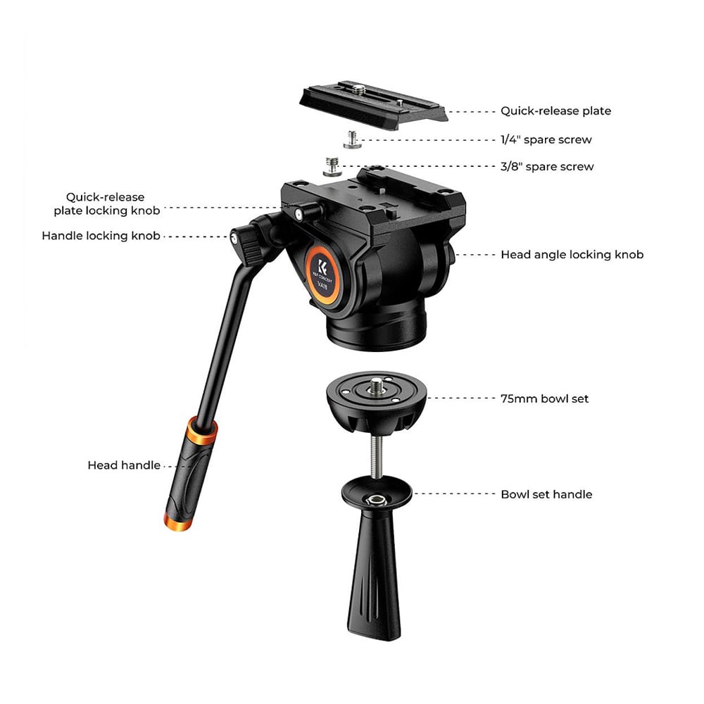TRÍPODE DE VIDEO PROFESIONAL KYF CONCEPT VA18+VH081 - 3