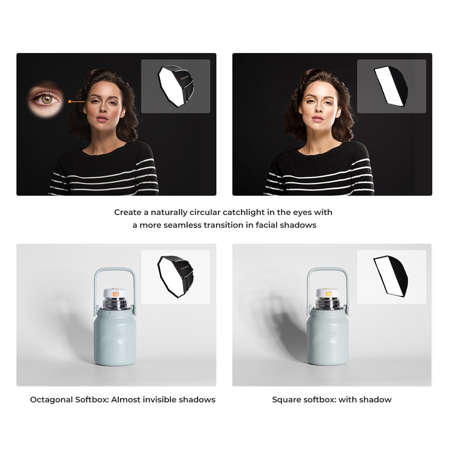 SOFTBOX OCTAGONAL KYF CONCEPT 55CM ARMADO RÁPIDO + GRID BOWENS - 5