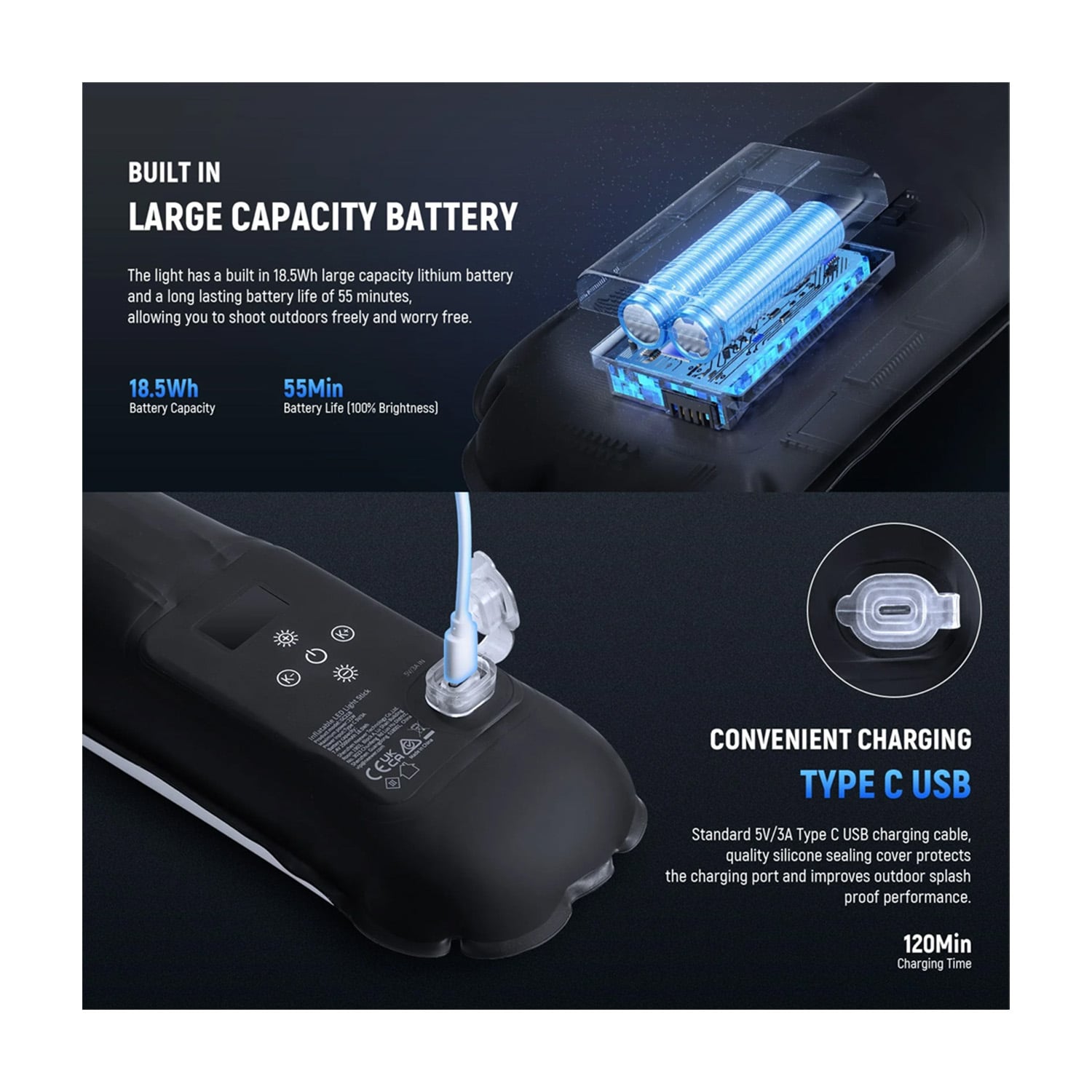 LUZ LED NEEWER GC21B 21W BI-COLOR PORTÁTIL E INFLABLE - 3