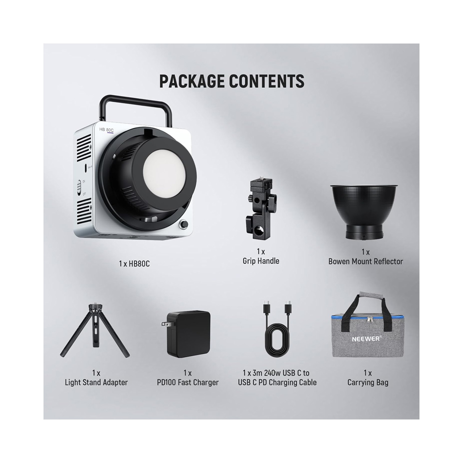 LUZ LED NEEWER HB80C DE 80W RGB PORTÁTIL MONTURA BOWENS - 7