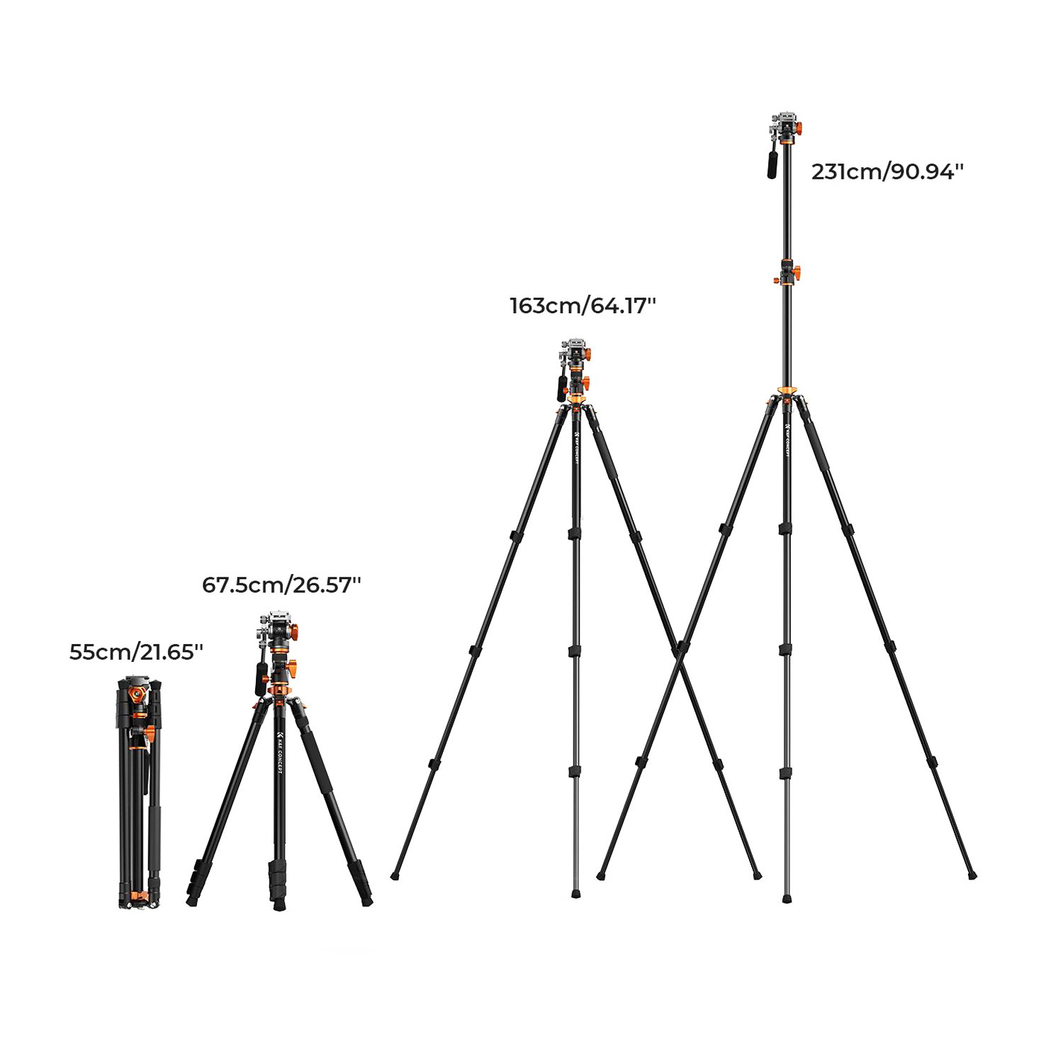 TRÍPODE MONOPIE DE VIDEO KYF CONCEPT T254A7+FH-03 - KF09137 - 3