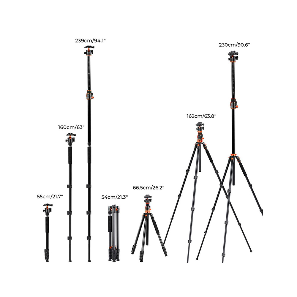 TRÍPODE MONOPIE KF CONCEPT HORIZONTAL T254A7BH-28L - KF09119 - 3