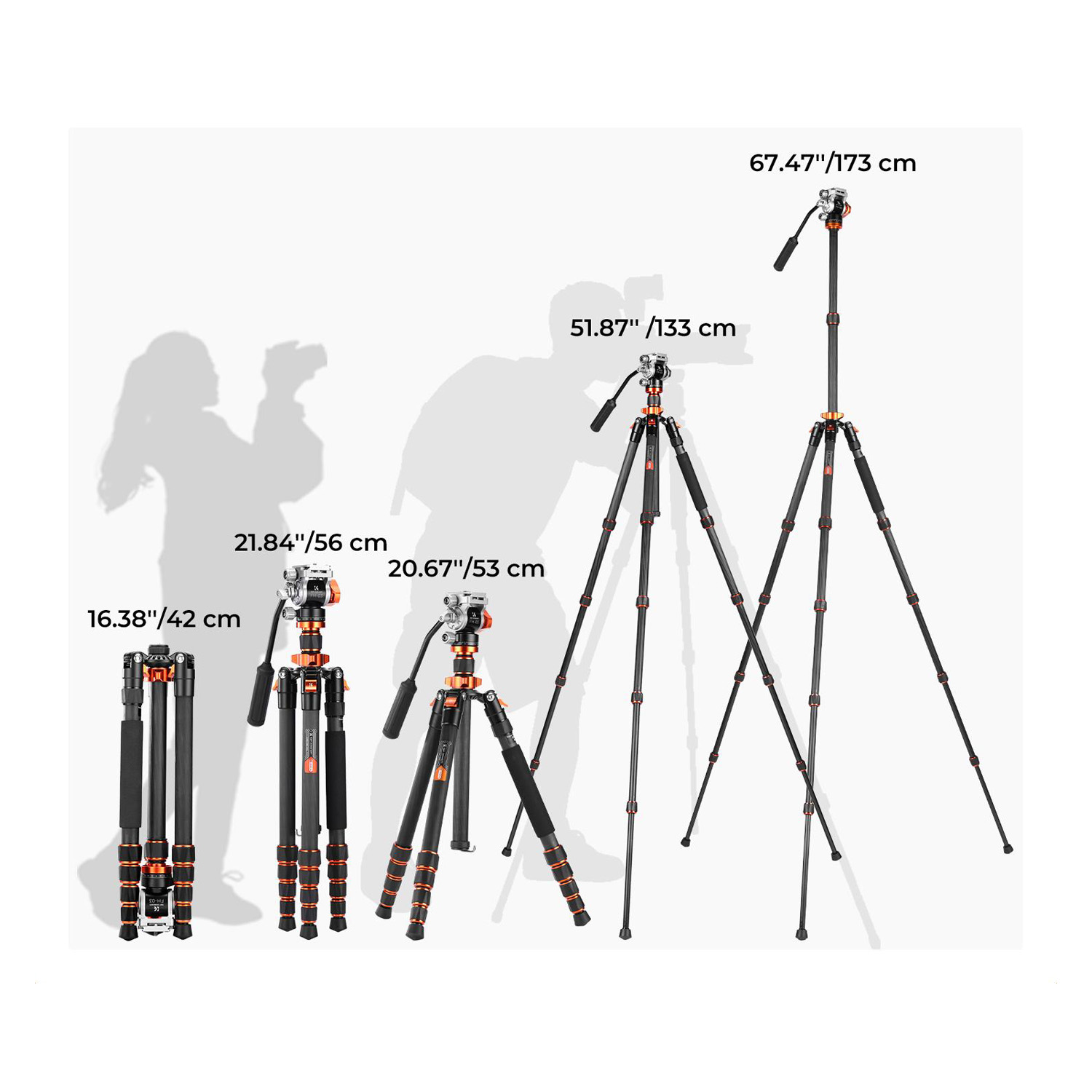 TRÍPODE MONOPIE DE FIBRA DE CARBONO O255C4+FH-03 KYF CONCEPT KF09.158 - 5