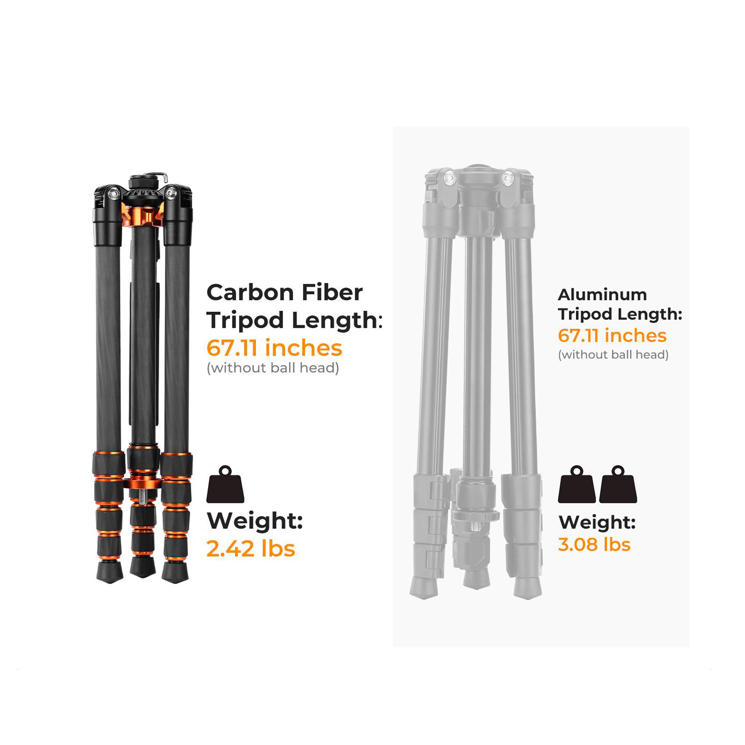 TRÍPODE MONOPIE DE FIBRA DE CARBONO O255C4+FH-03 KYF CONCEPT KF09.158 - 9