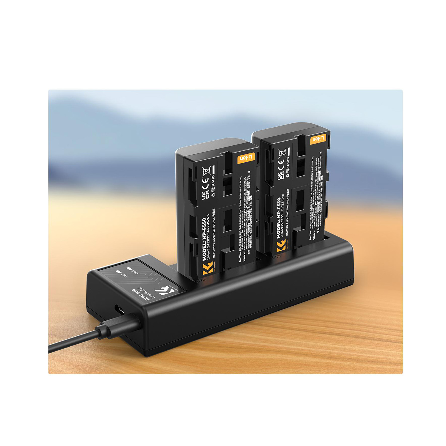 KIT DE 2 BATERÍAS NP550 + CARGADOR DUAL KYF CONCEPT KF28.0046 - 3