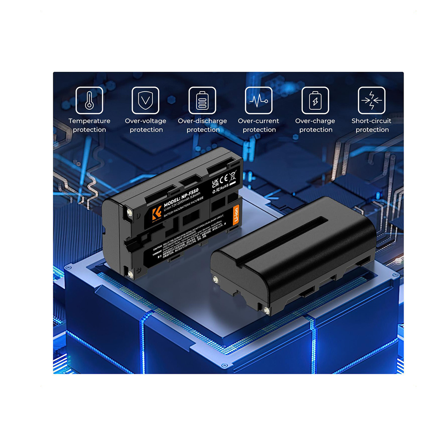 KIT DE 2 BATERÍAS NP550 + CARGADOR DUAL KYF CONCEPT KF28.0046 - 5